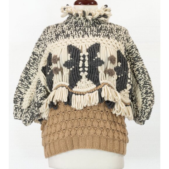 $12,000 BRUNELLO CUCINELLI HANDMADE MACRAME INTARSIA OPRA CASHMERE SWEATER S - Picture 5 of 11